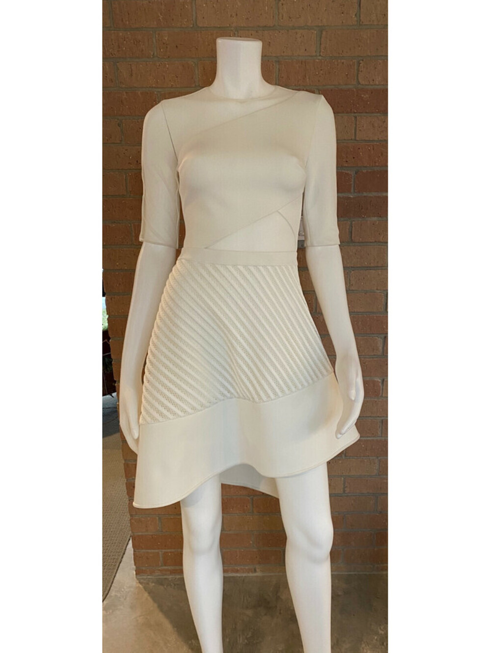 nwt Womens DAVID KOMA NET SLEEVE STRUCTURED ASYMETRIC DRESS White $2080 Size 8